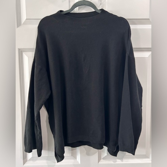 Free People FP Beach Oversized Mock Neck Sweatshirt Sz L Casual Pullover Grunge - Picture 1 of 10
